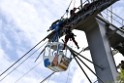 Koelner Seilbahn Gondel blieb haengen Koeln Linksrheinisch P069